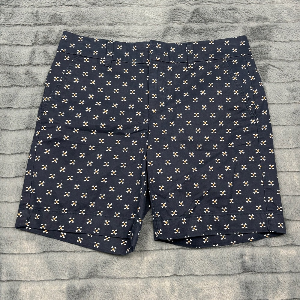 Tommy Hilfiger Womens Navy Blue Geometric Triangle Print Chino Shorts Size 2